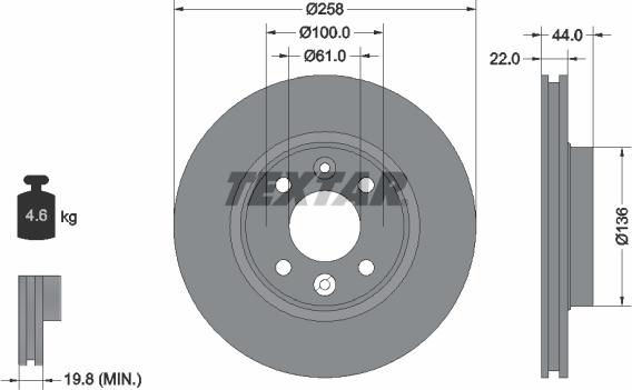 Textar 92255203 - Bremžu diski www.autospares.lv