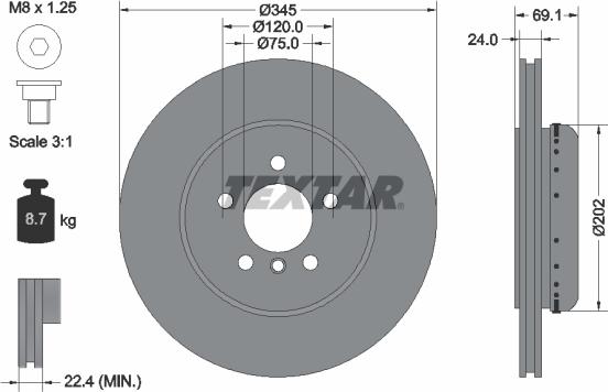 Textar 92253903 - Bremžu diski www.autospares.lv