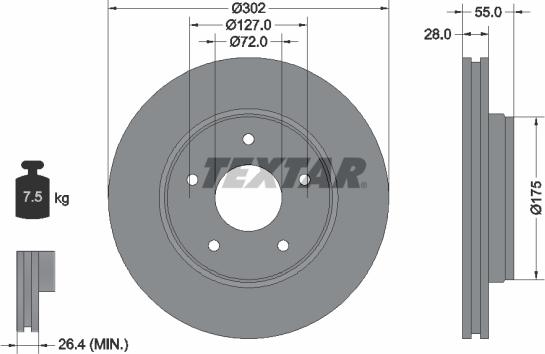 Textar 92253303 - Bremžu diski www.autospares.lv