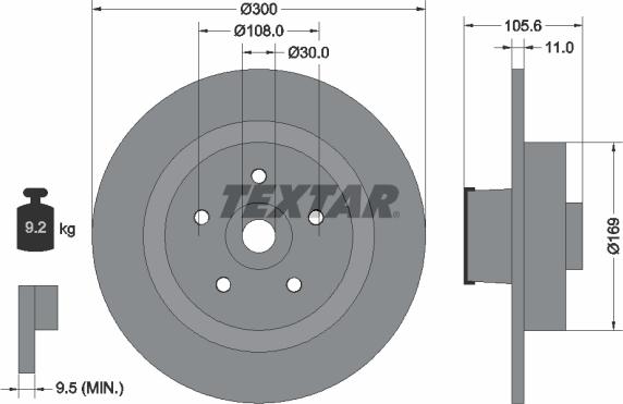 Textar 92252900 - Bremžu diski www.autospares.lv