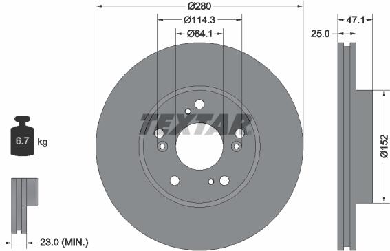 Textar 92252503 - Bremžu diski www.autospares.lv