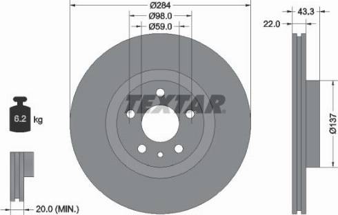 Textar 92252800 - Bremžu diski www.autospares.lv