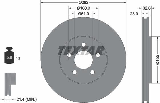 Textar 92269300 - Bremžu diski www.autospares.lv