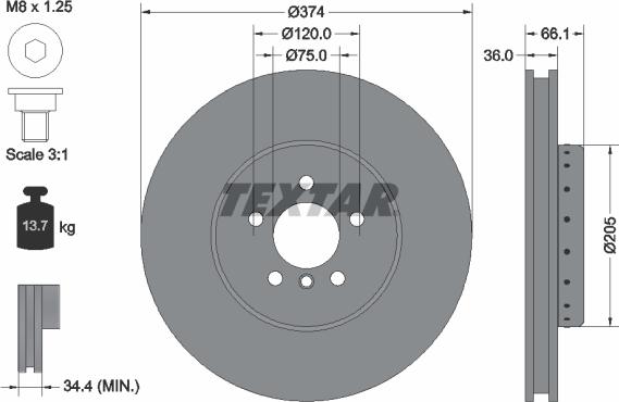 Textar 92266025 - Bremžu diski www.autospares.lv