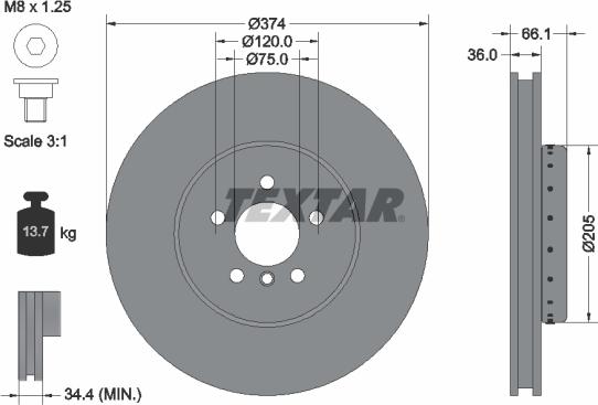 Textar 92266125 - Bremžu diski www.autospares.lv