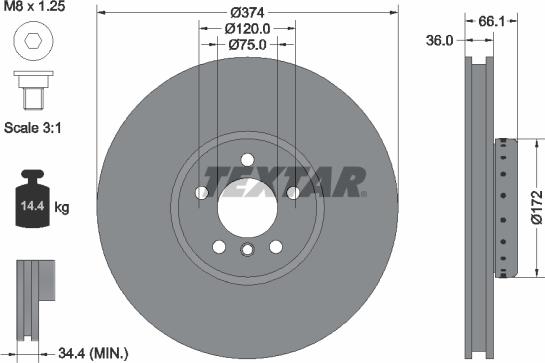 Textar 92266225 - Bremžu diski www.autospares.lv