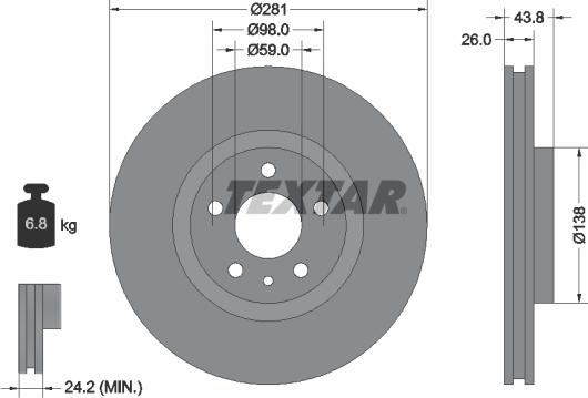 Textar 92261403 - Bremžu diski www.autospares.lv