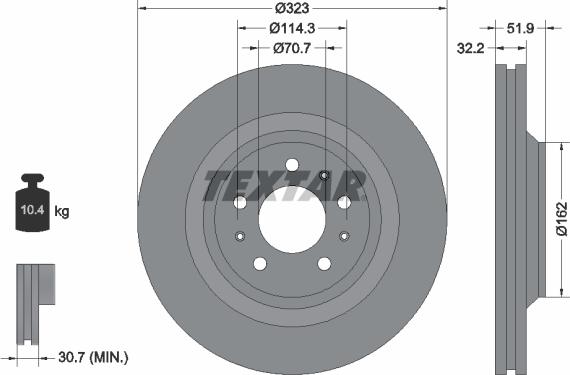 Textar 92261100 - Bremžu diski www.autospares.lv