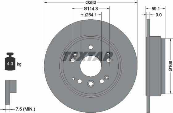 Textar 92261703 - Bremžu diski www.autospares.lv