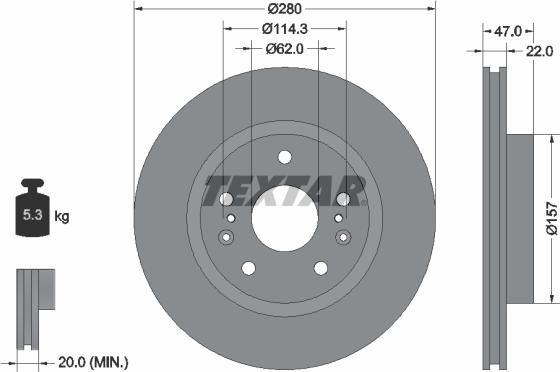 Textar 92268303 - Bremžu diski www.autospares.lv