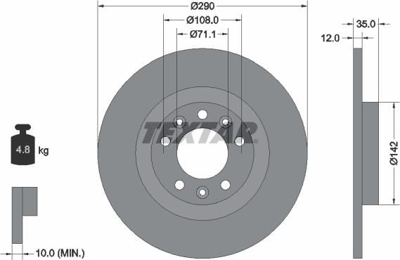 Textar 92267303 - Bremžu diski www.autospares.lv