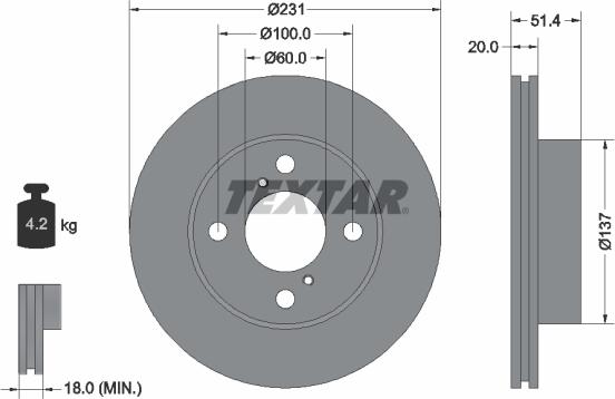 Textar 92204100 - Bremžu diski www.autospares.lv