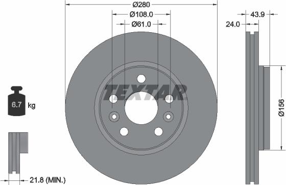 Textar 92202400 - Bremžu diski www.autospares.lv