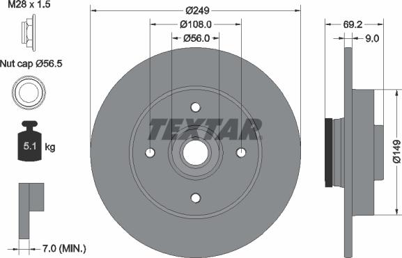 Textar 92202103 - Тормозной диск www.autospares.lv