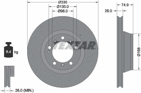 Textar 92219005 - Bremžu diski www.autospares.lv