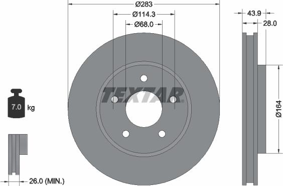 Textar 92280103 - Bremžu diski www.autospares.lv