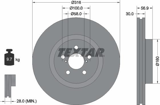 Textar 92236503 - Bremžu diski www.autospares.lv