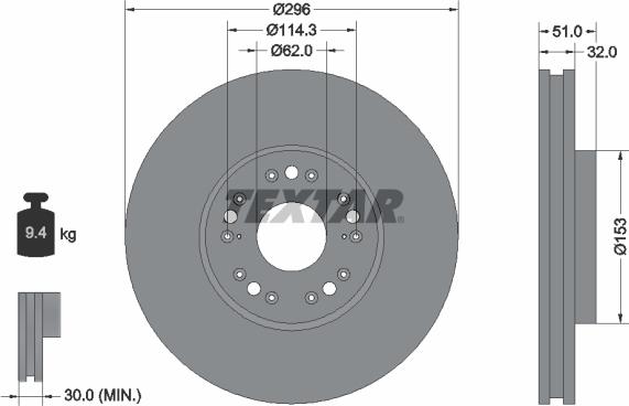 Textar 92237503 - Bremžu diski www.autospares.lv