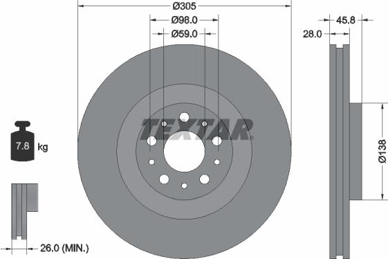 Textar 92237600 - Bremžu diski www.autospares.lv