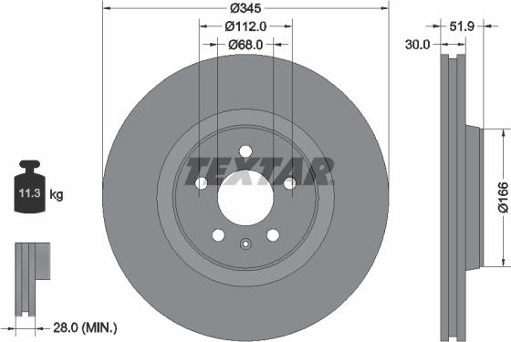 Textar 92229205 - Bremžu diski www.autospares.lv