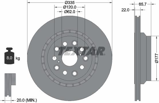 Textar 92224403 - Bremžu diski www.autospares.lv