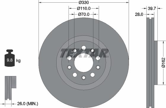 Textar 92220900 - Bremžu diski www.autospares.lv