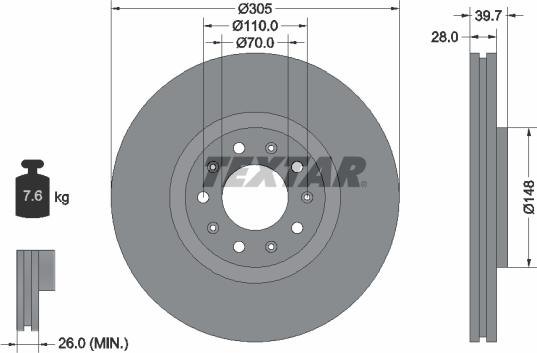 Textar 92220800 - Bremžu diski www.autospares.lv