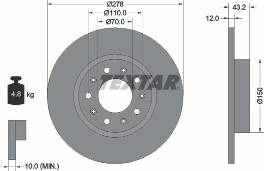 Textar 92221000 - Bremžu diski www.autospares.lv