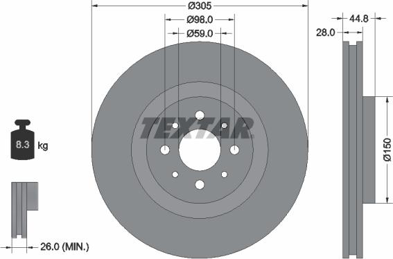 Textar 92228503 - Bremžu diski www.autospares.lv