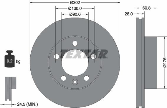 Textar 92228603 - Bremžu diski www.autospares.lv