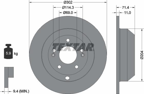 Textar 92223403 - Bremžu diski www.autospares.lv