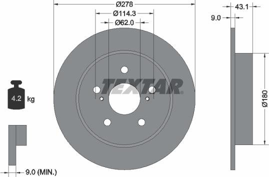 Textar 92222300 - Bremžu diski www.autospares.lv