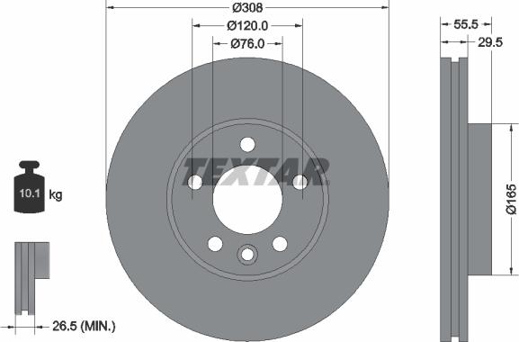 Textar 92279505 - Bremžu diski www.autospares.lv