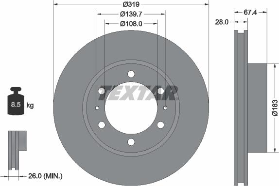 Textar 92274903 - Bremžu diski www.autospares.lv