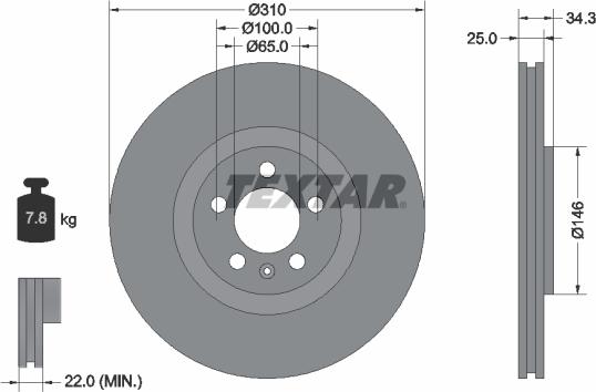 Textar 92275905 - Bremžu diski www.autospares.lv