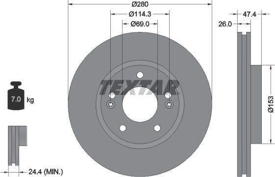 Textar 92271403 - Bremžu diski www.autospares.lv