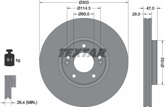 Textar 92273303 - Bremžu diski www.autospares.lv