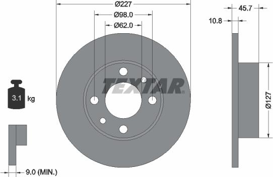 Textar 89009600 - Bremžu komplekts, Disku bremzes www.autospares.lv