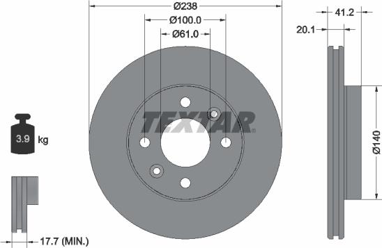 Textar 92036203 - Bremžu diski www.autospares.lv