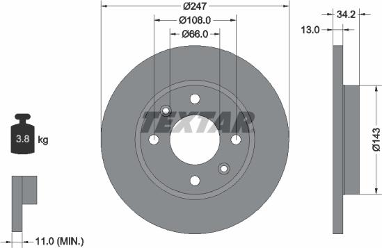 Textar 89007400 - Bremžu komplekts, Disku bremzes www.autospares.lv