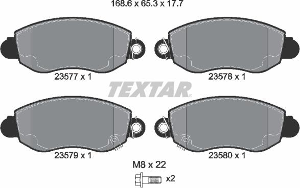 Textar 89007200 - Bremžu komplekts, Disku bremzes www.autospares.lv