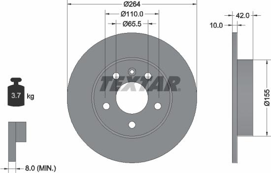 Textar 92092103 - Bremžu diski www.autospares.lv