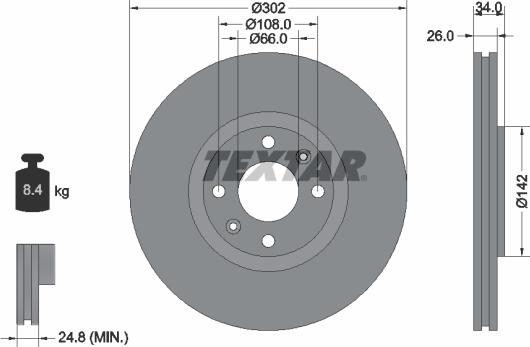 Textar 92133200 - Тормозной диск www.autospares.lv