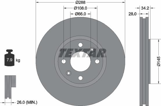 Textar 92107800 - Bremžu diski autospares.lv