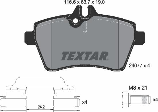 Textar 89017500 - Bremžu komplekts, Disku bremzes www.autospares.lv