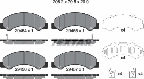 Textar 2945401 - Bremžu uzliku kompl., Disku bremzes www.autospares.lv