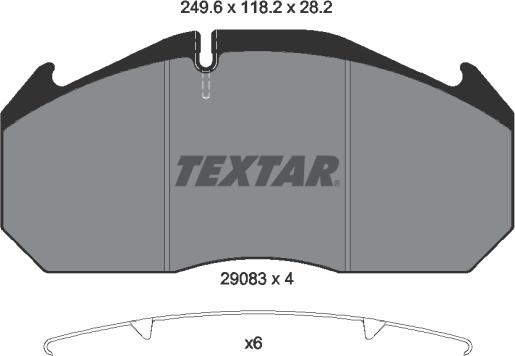 Textar 2908302 - Bremžu uzliku kompl., Disku bremzes www.autospares.lv