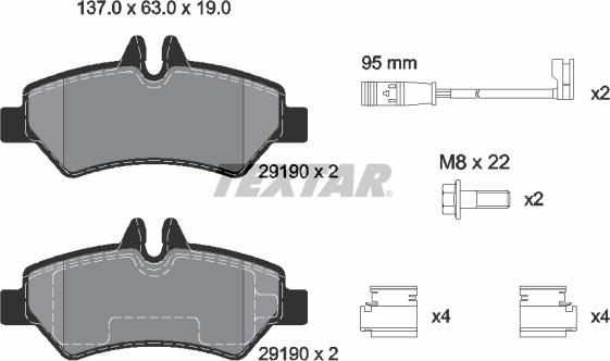 Textar 2919001 - Bremžu uzliku kompl., Disku bremzes www.autospares.lv