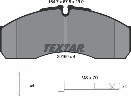 Textar 2916004 - Bremžu uzliku kompl., Disku bremzes www.autospares.lv