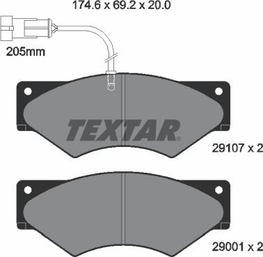 Textar 2910701 - Bremžu uzliku kompl., Disku bremzes www.autospares.lv